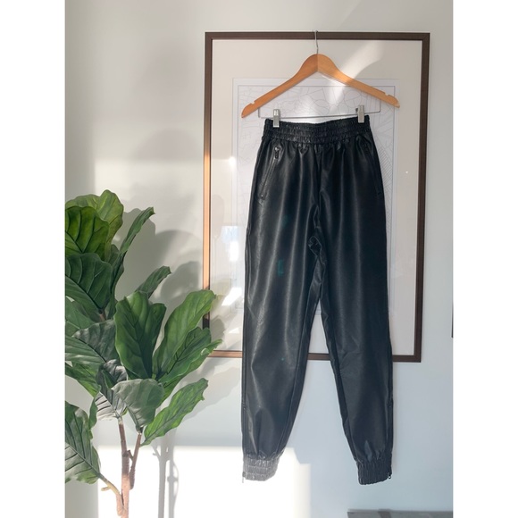 Super down Faux Leather Joggers - Picture 2 of 5